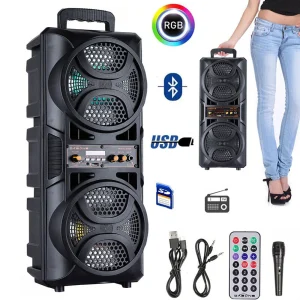 Portable 3000W Bluetooth Speaker Subwoofer Heavy Bass Party DJ karaoke Remote & amp;MIC