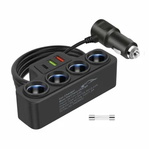 4-Socket Car Cigarette Lighter Charger 120W 12V USB PD Quick Charger Power Adapter