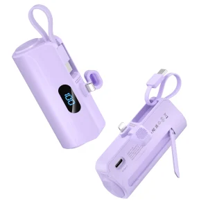 Battery Pack Mini Portable Charger 5000mAh in iOS Interface & USB-C Cable Cell Phone