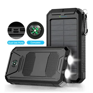 30000mAh Solar Power Bank Flashlight iPhone Samsung Tablets